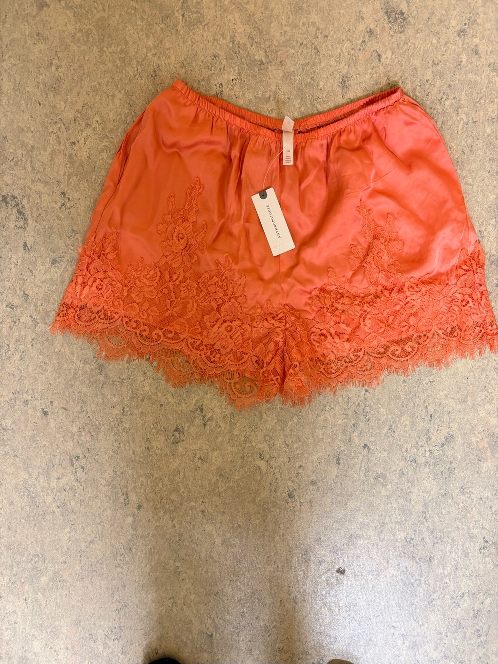 Anthropologie LureBird Coral Lace Shorts XXS NWT $68 Lingerie Lounge Sleep Short